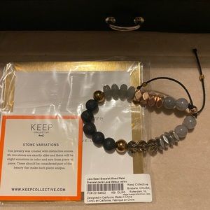 Lava bead bracelet-mixed metal